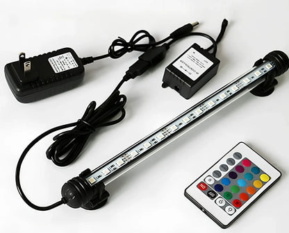 Aquarium waterproof lighting with remote control showing colour changing capability for water grass illumination