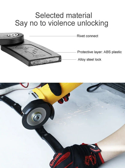 INBIKE mountain bike lock with orange ABS rubber coating showing 12-ton hydraulic resistance rating