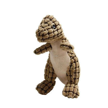 Durable grey, green, and orange dog toy with sound for biting and boredom relief.