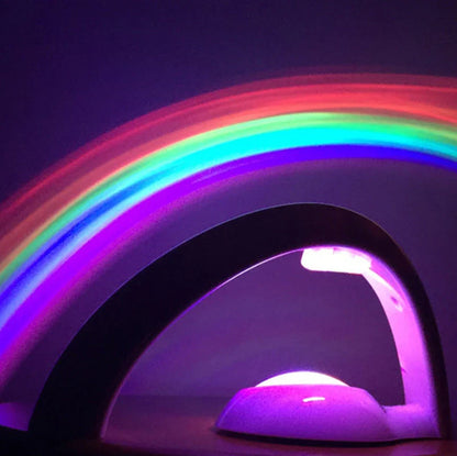 Magical Rainbow Projection Night Light casting colorful lights on a wall, creating a romantic and relaxing atmosphere
