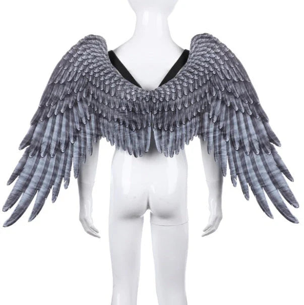 Captivating 3D Angel Wings in white and black, perfect for costume parties, cosplay, and more