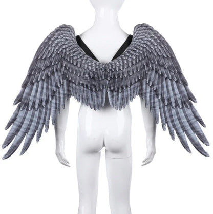 Captivating 3D Angel Wings in white and black, perfect for costume parties, cosplay, and more