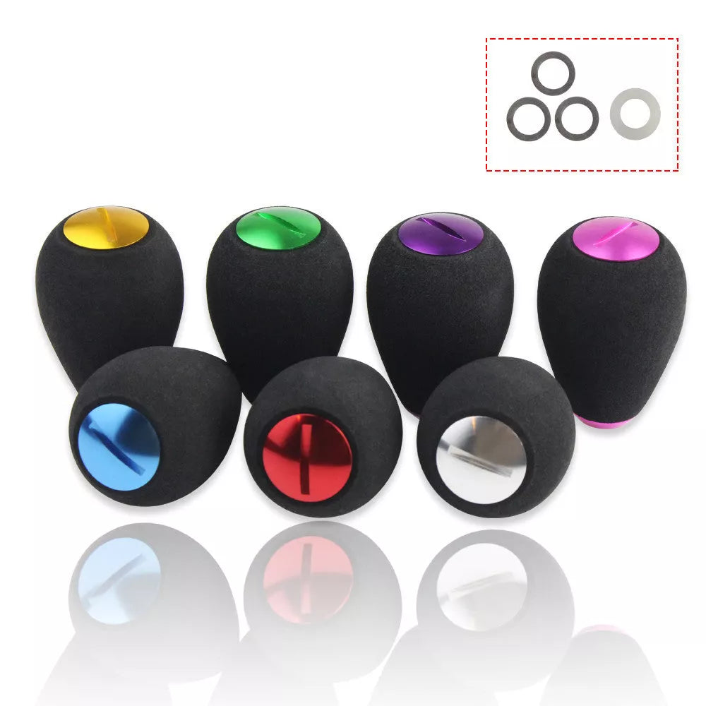 Fishing reel handle knob with EVA grip and metal cover in various colors
