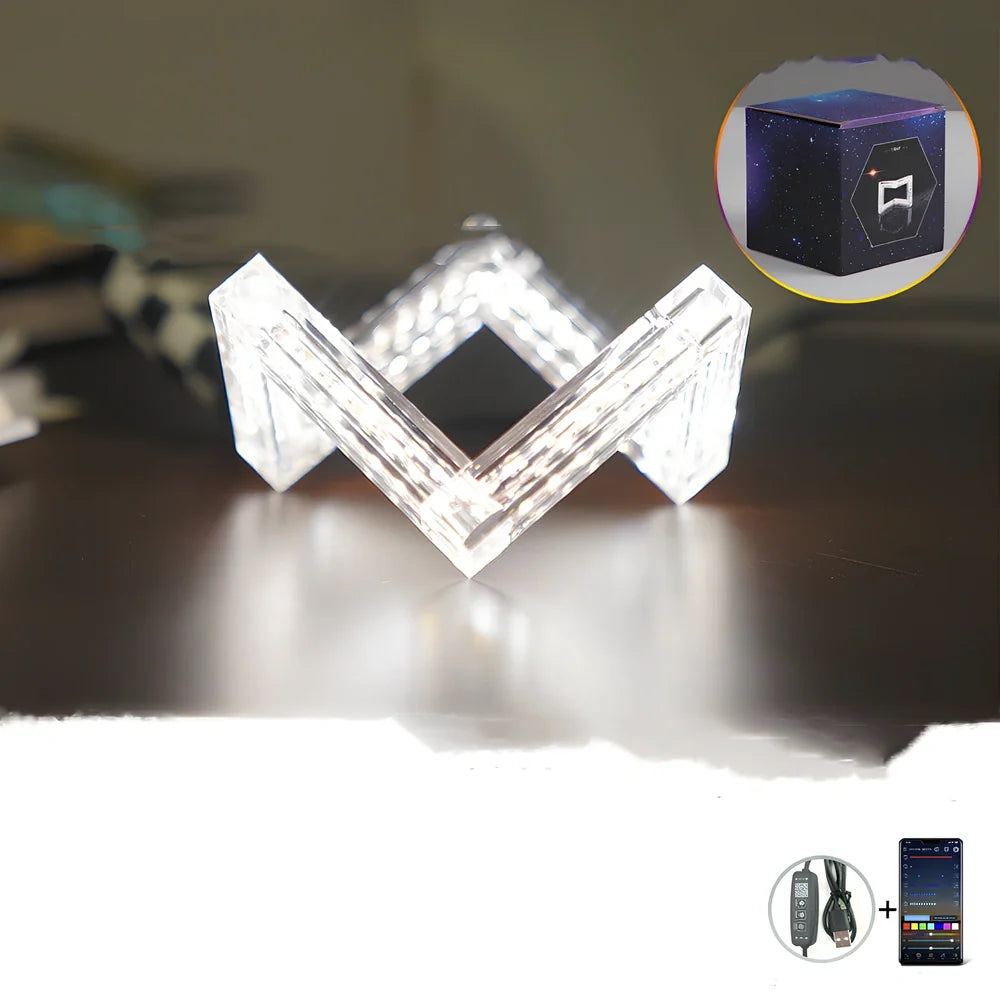 Acrylic Bluetooth desk lamp with 12x12x8.7cm dimensions and 9W LED lighting
