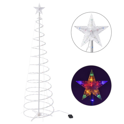 6ft tall spiral Christmas tree LED light with colour and warm white options on a detachable stand.