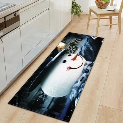 Polyester bathroom entrance mat with machine-woven cartoon pattern in multicolour design