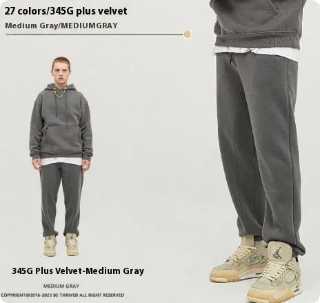 Men's velvet sweatpants with ankle banded cuffs in multiple solid colour options