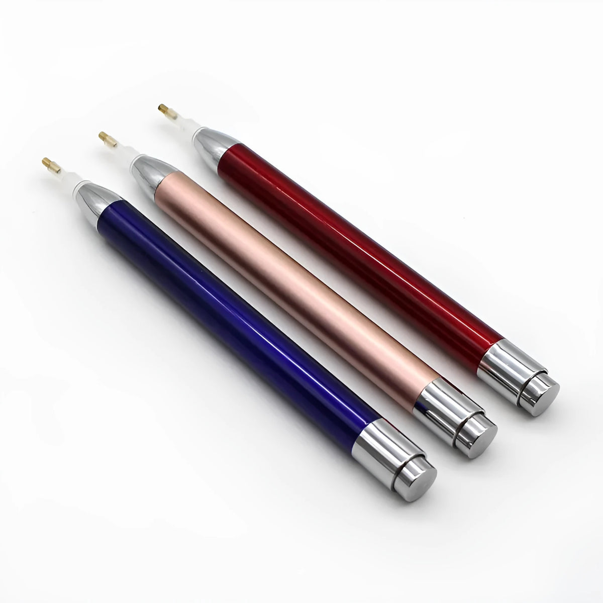 Luminous aluminium alloy diamond painting drill pen in blue, gold, or red colour