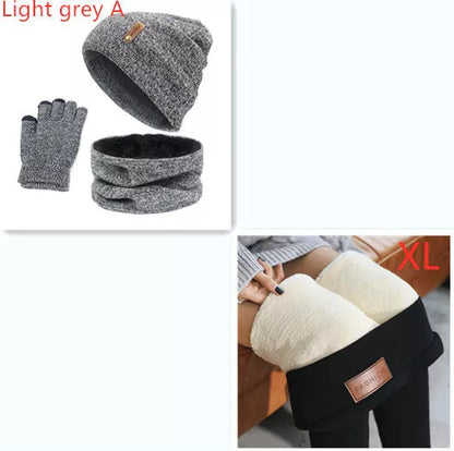 Wool touch screen gloves with scarf and hat set for cold weather