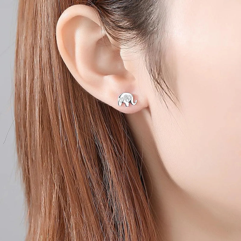 Korean geometric earrings in silver with gemstone setting, small 0.6cm by 0.9cm size lightweight 1.22g ladies fashion jewellery accessories for women's casual wear