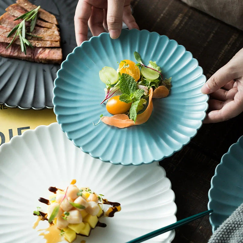 10-inch solid-color ceramic plate for fruit, cake, and steak serving