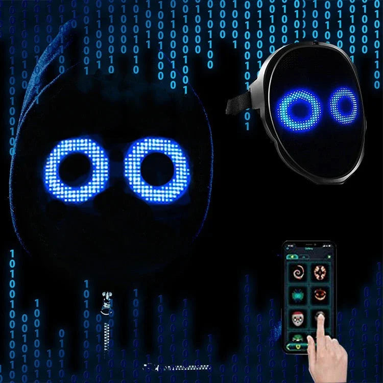 Luminous LED Face Masks with Gesture or Manual Controls for Parties, Halloween, and Events