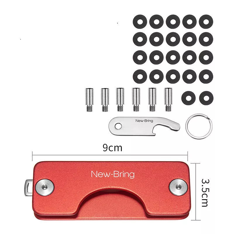 Metal Multifunctional Keychain Organizer in various colors, holding multiple keys