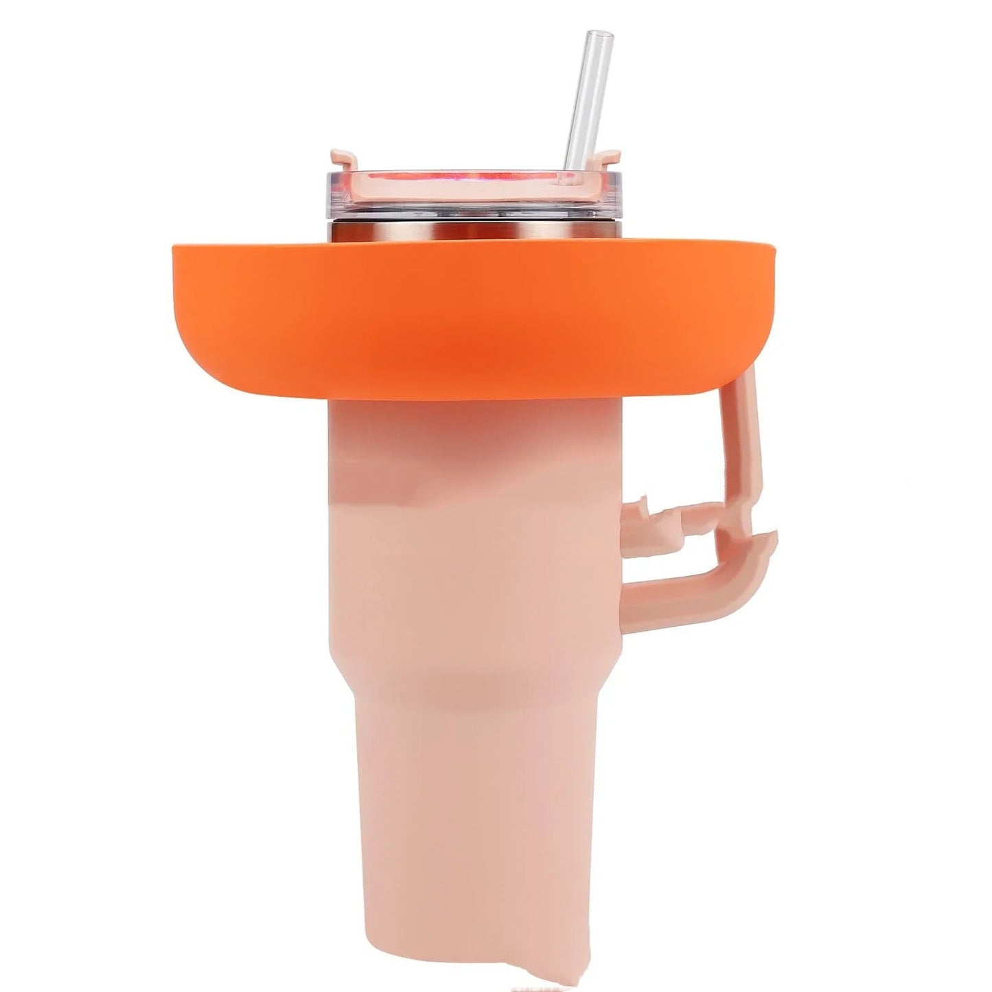 Versatile Silicone Snack Tray with four compartments, designed to attach to 40oz Stanley cups for convenient on-the-go snacking