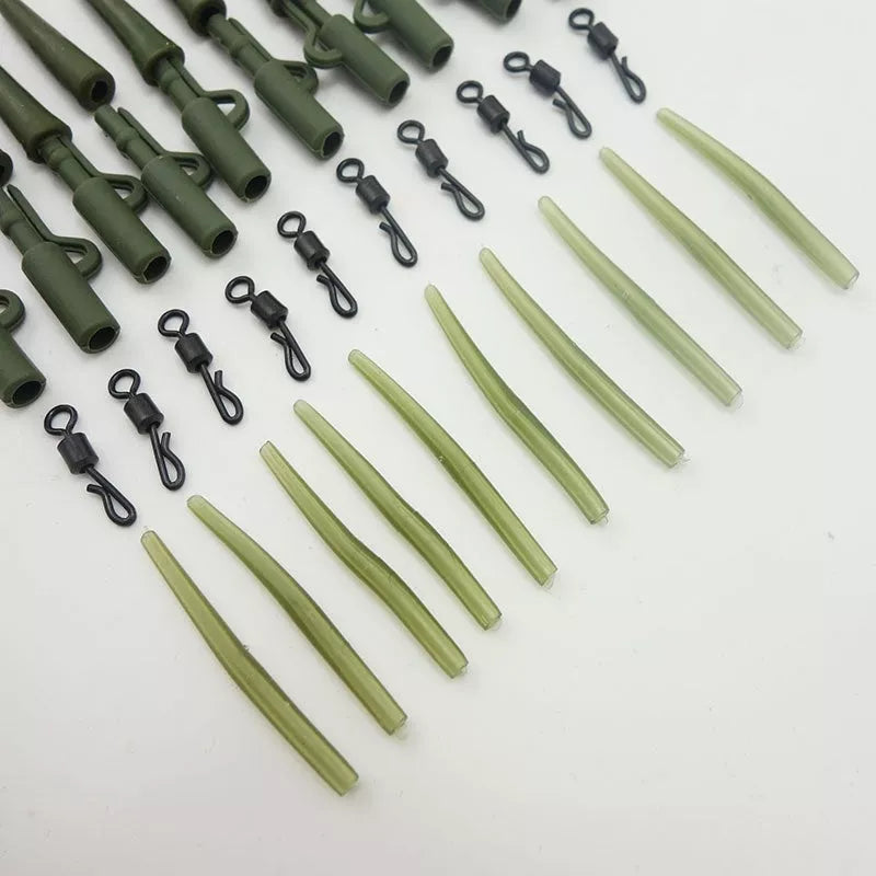 Grass green ABS alloy copper carp fishing gear accessories, 40-piece set