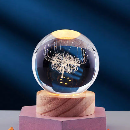 Crystal Ball Night Light with 3D Carved Solar System Design