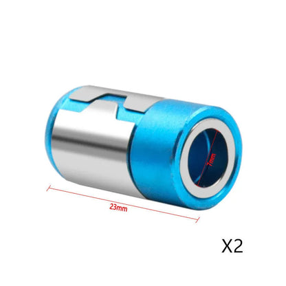 Light blue screwdriver bit with magnetic ring for slotted screws in high carbon steel