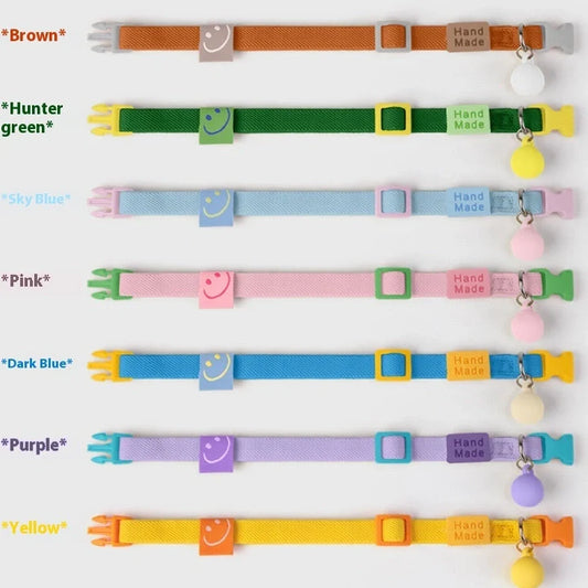 High elasticity polyester pet collar for small dogs in seven colours with 22-32cm adjustable range
