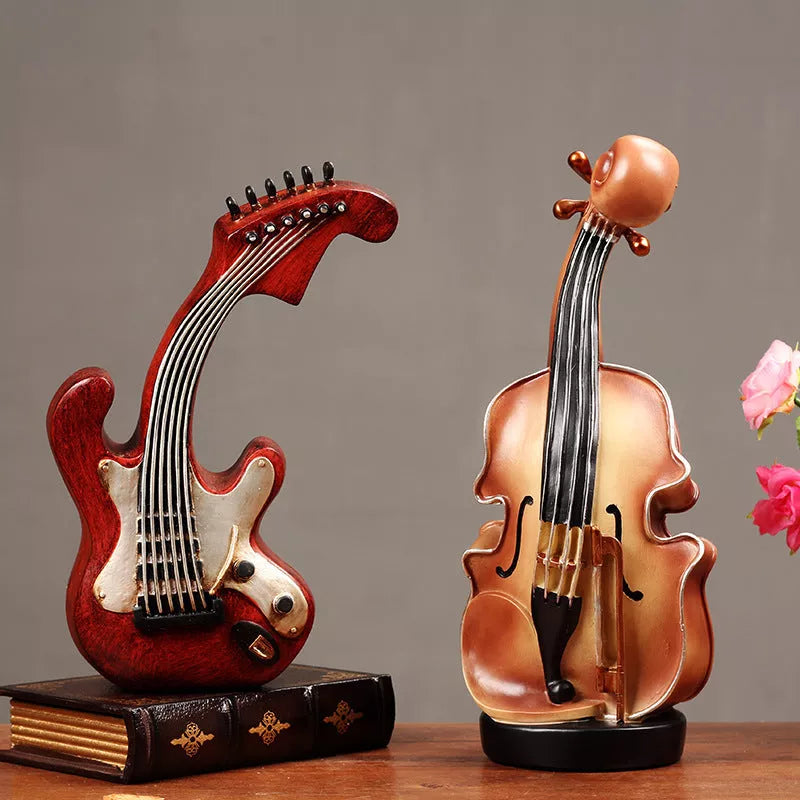 European style resin violin music box ornament for desktop decoration