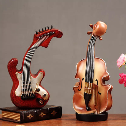 European style resin violin music box ornament for desktop decoration