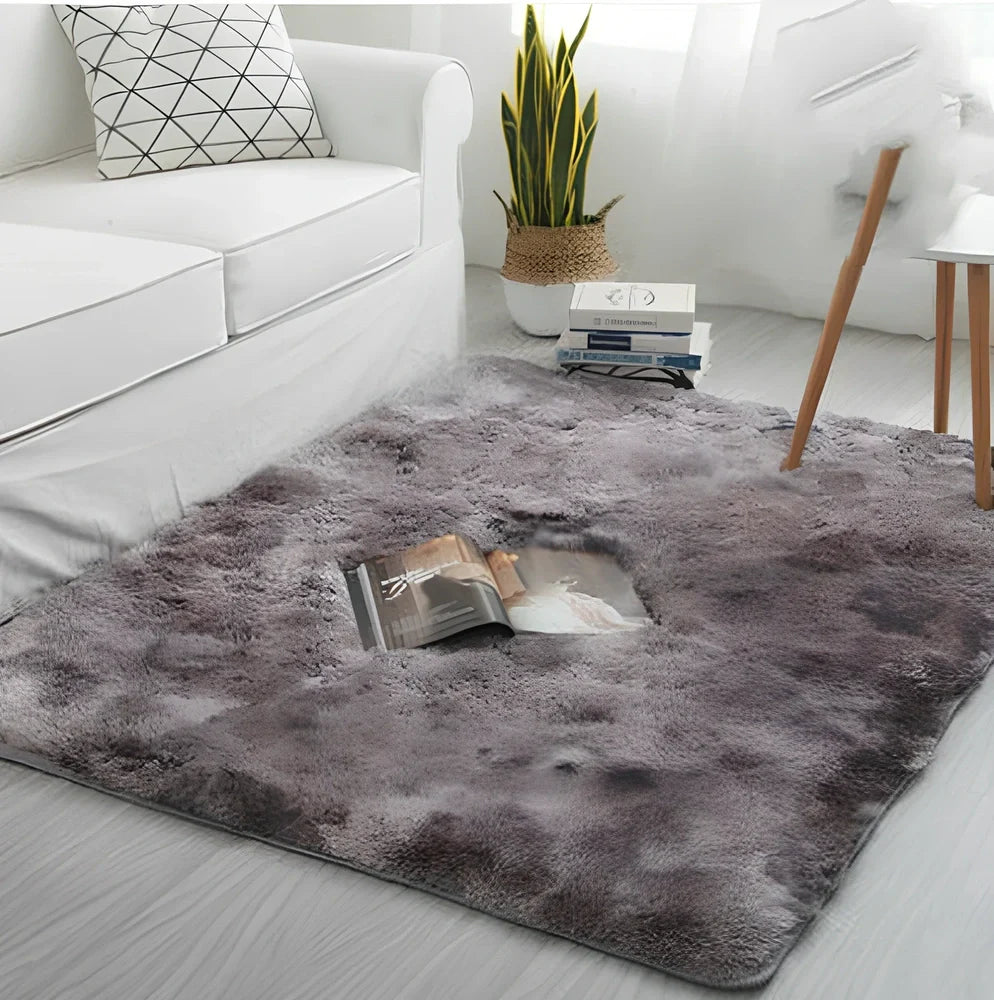 Nordic tie-dye gradient carpet with machine-woven polyester construction in multiple colour options