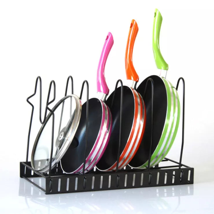 Adjustable metal pot shelf rack for kitchen storage with 5 tiers and no-drill installation