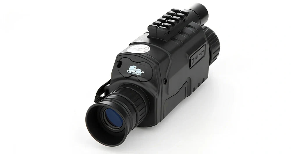 Black infrared monocular with 500m night vision range and 5x magnification for dark conditions