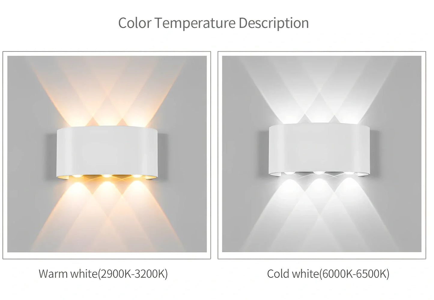 Waterproof black aluminium LED wall lamp 4W warm white emitting 60-degree beam angle mounted on white wall