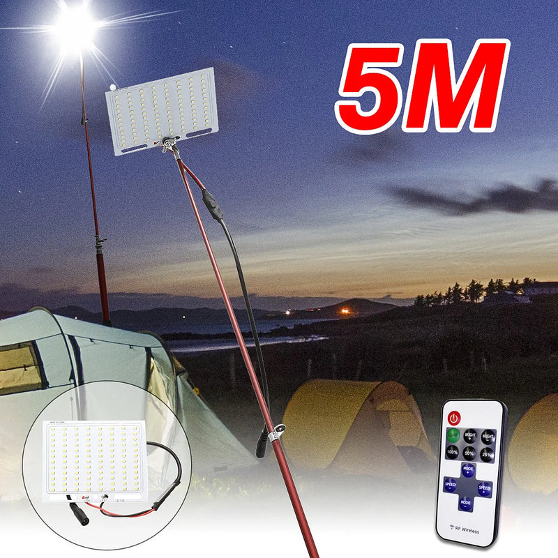 LED Fishing Rod Light with 96 LEDs and 5-Metre Reach for 12V Car Batteries - Ideal for Night Fishing and Camping Illumination