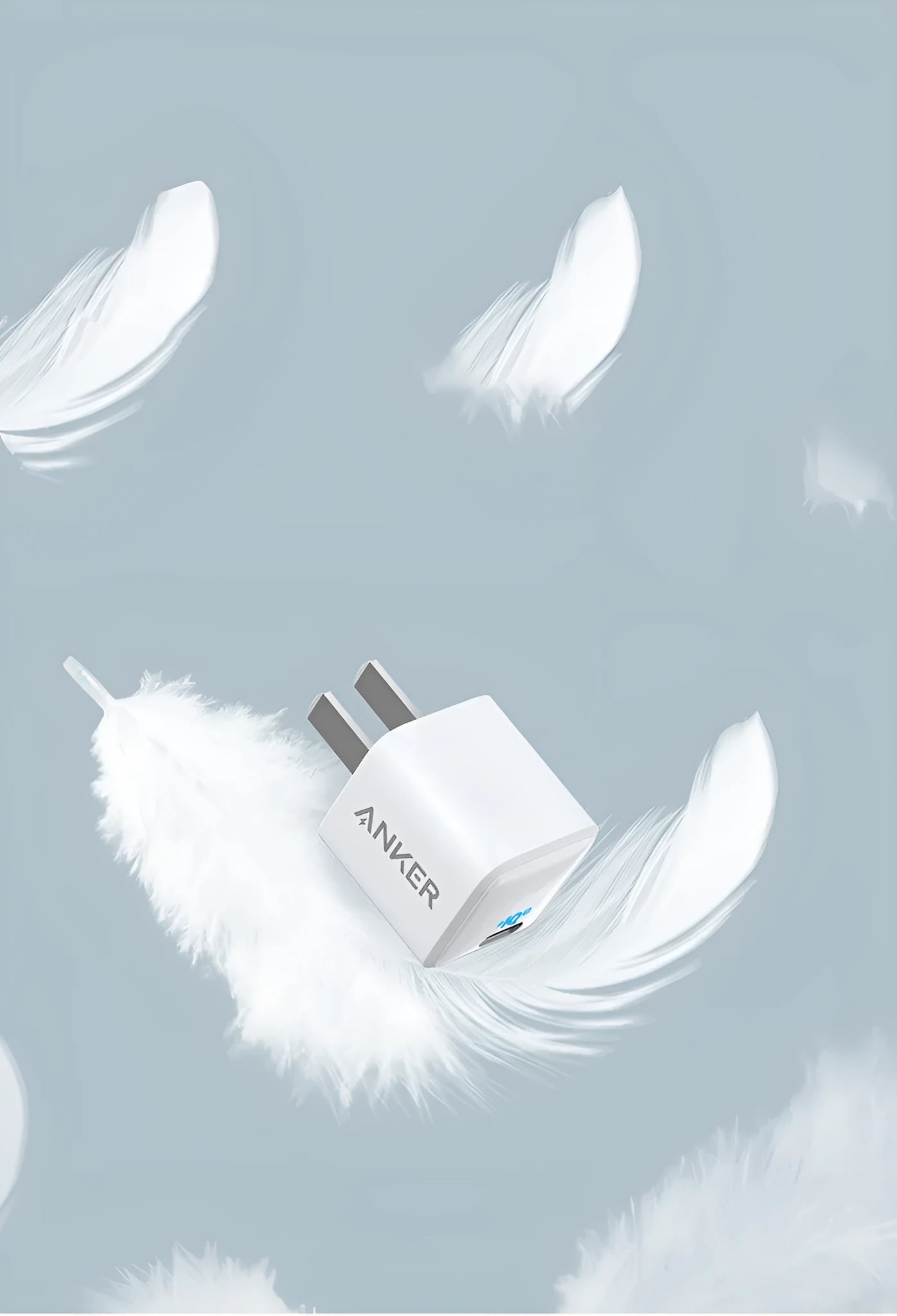 White travel mobile phone charger with USB port for 18W fast charging