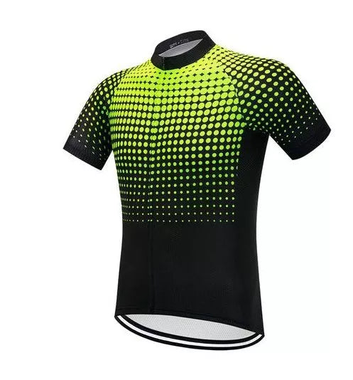 Neon Yellow Cycling Jersey with full-length zipper and reflective stitching