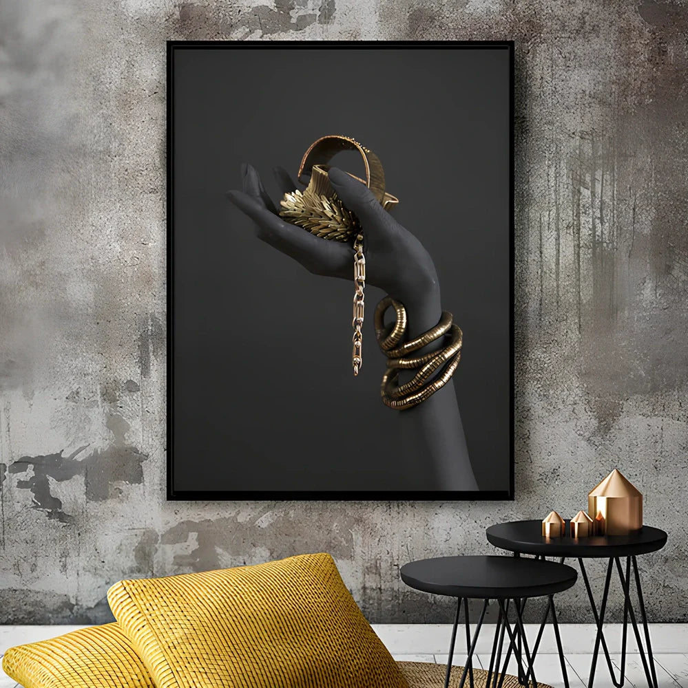 African woman decorative painting on canvas with rectangular shape, modern simple style, showing human-suitable space pattern