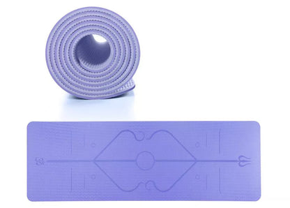 Women's TPE Yoga Mat with non-slip surface in stripe pattern, available in multiple colors and thicknesses