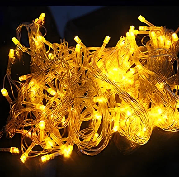 LED fairy string lights with multicolour bulbs on flexible copper wire for holiday decoration