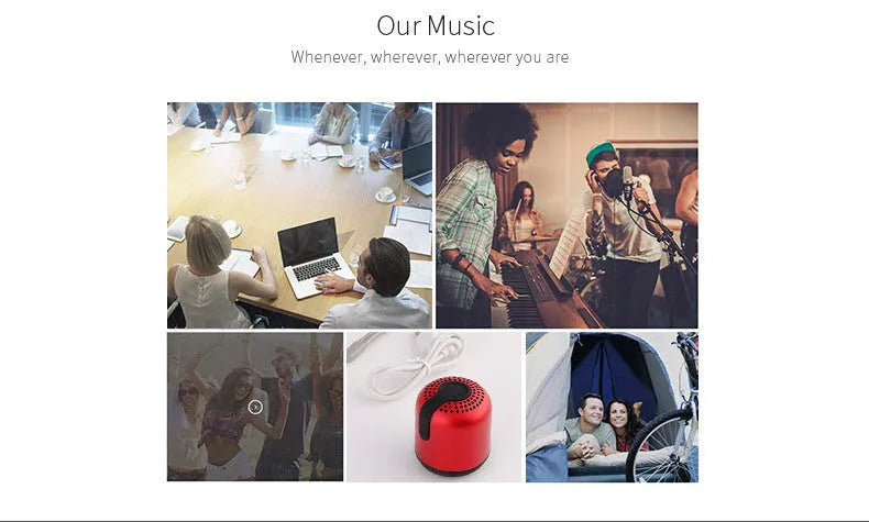 Hieha XQ11 cylindrical portable Bluetooth speaker in black, gold, pink, red, or silver.