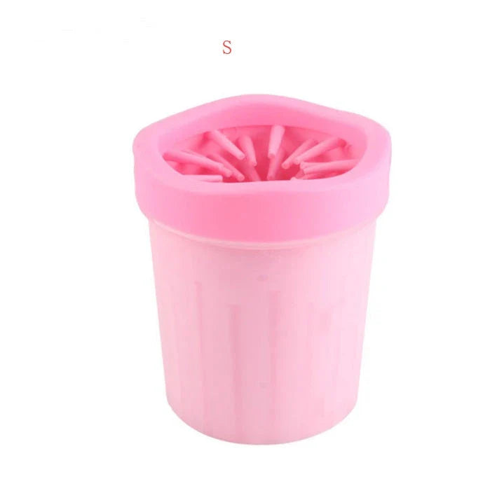 Premium silicone dog paw cleaning cup with soft bristles for gentle, effective paw washing