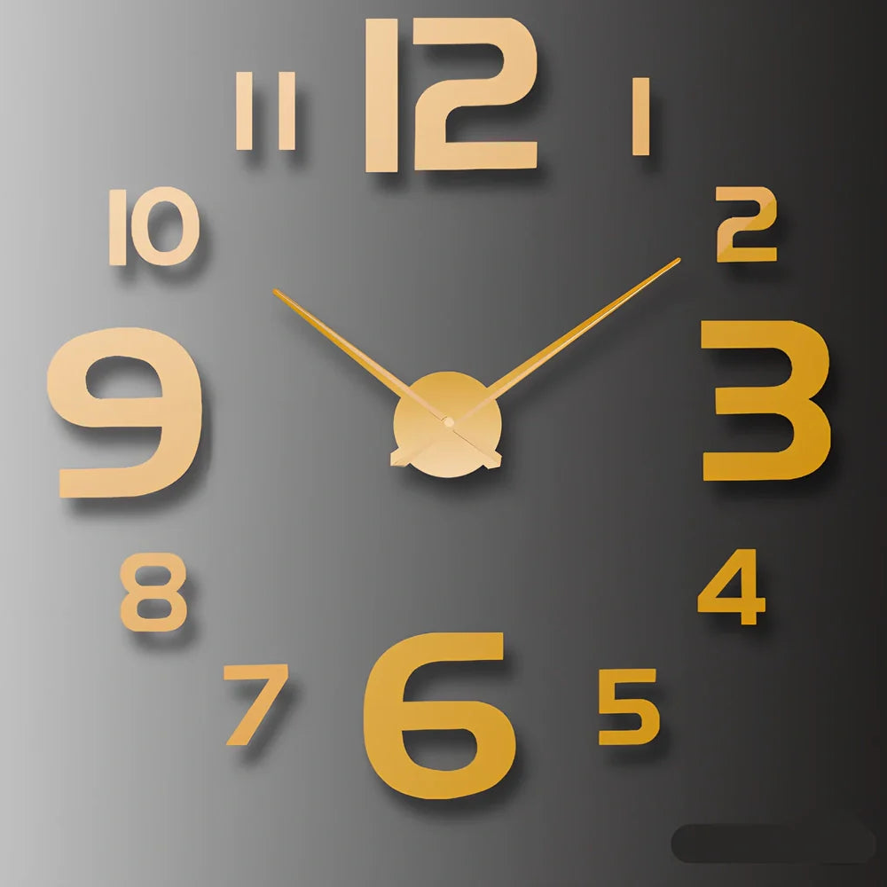 25-inch black solar wall clock with laser-engraved numbers and European round design