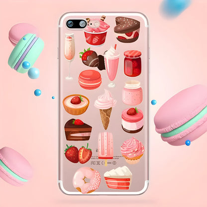 Transparent ice cream pattern silicone phone case for Apple iPhone models