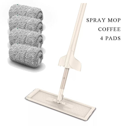 Spray Flat Mop with no hand wash feature and stainless steel bar for efficient cleaning