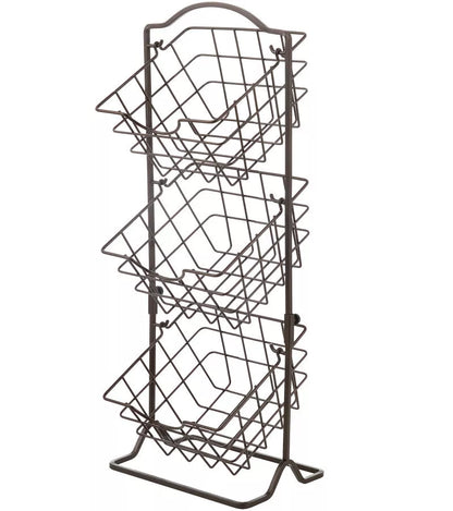 Black three-layer wrought iron storage shelf for fruits and vegetables