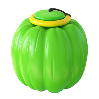 Halloween pumpkin shaped plastic dog chew ball with squeaker in orange colour