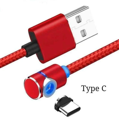360 Degree Magnetic Charging Cable with LED light and 90-degree connector