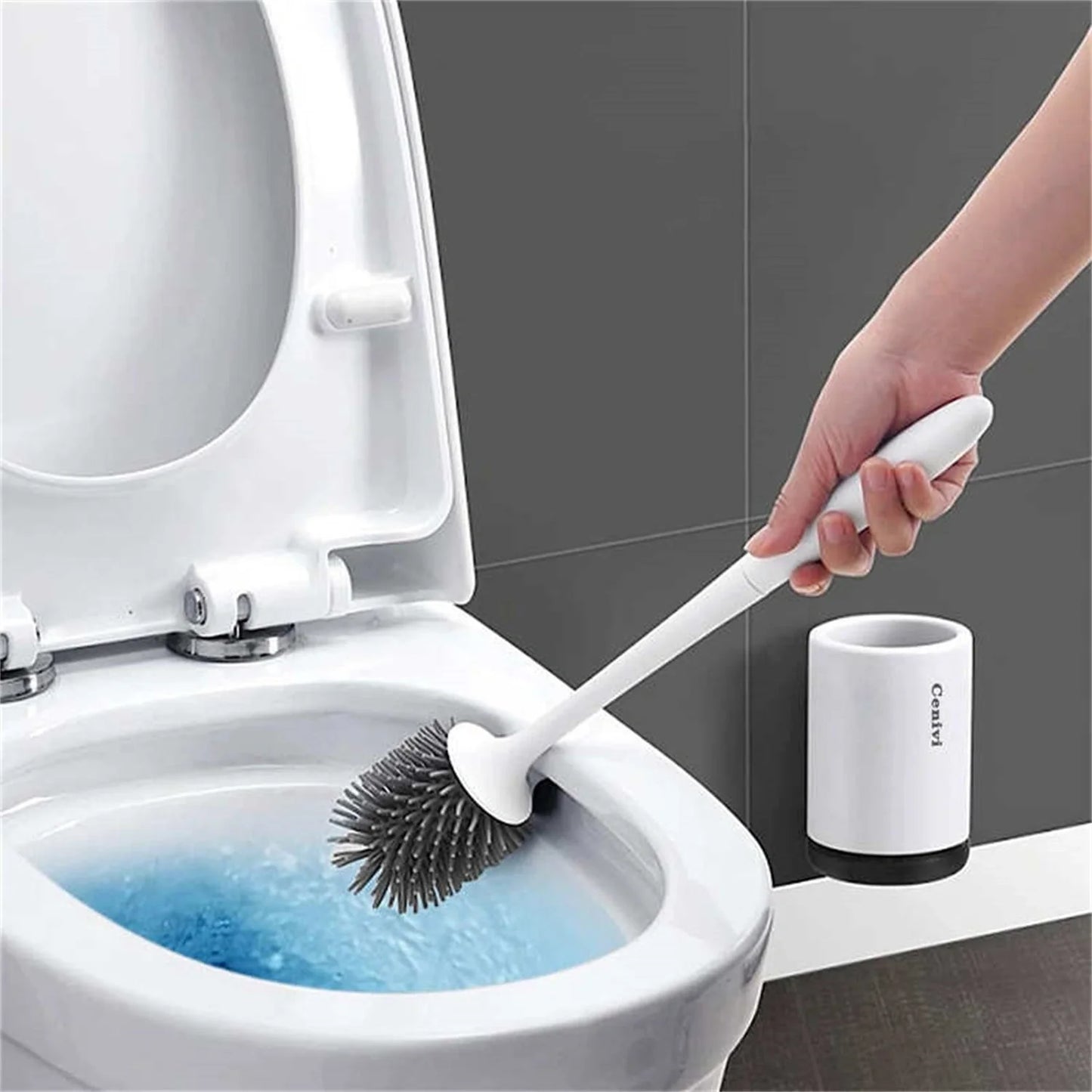 Efficient Toilet Cleaning Brush Set with Durable PVC and Silicone Construction for Spotless Bathroom Cleaning