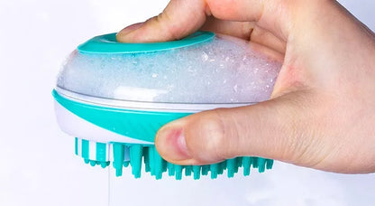 Pet Bath Massage Comb with automatic liquid dispenser for cats and dogs