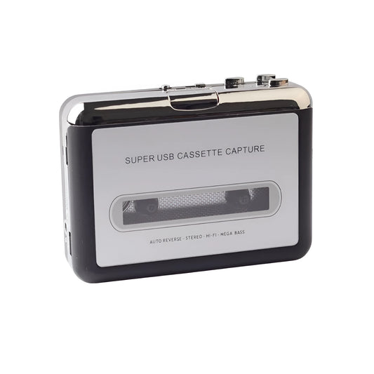 Cassette to MP3 converter unit with USB cable and headphones for digitising tape collections