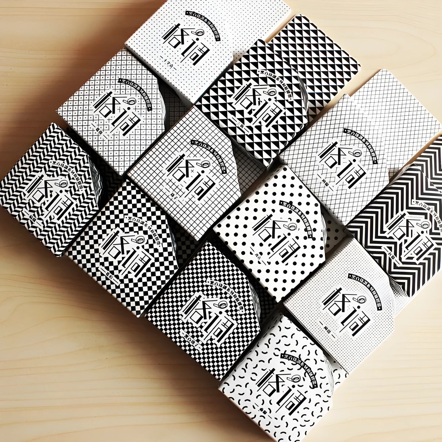 Roll of 15mm wide, 7m long paper tape for DIY hand accounting, showing lattice, wave point, and weave pattern options.