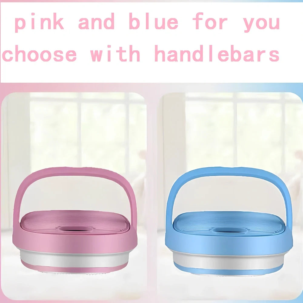 Blue Weili BX-3 folding washing machine unfolded, 0.8kg tub capacity, plastic portable design for small laundry loads