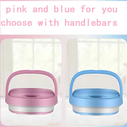 Blue Weili BX-3 folding washing machine unfolded, 0.8kg tub capacity, plastic portable design for small laundry loads