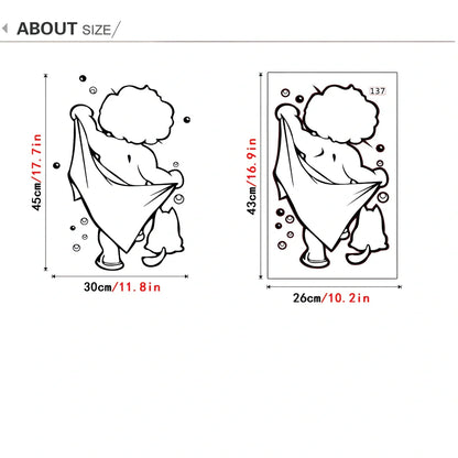 Baby shower bathroom wall sticker with carved design measuring 26cm by 43cm