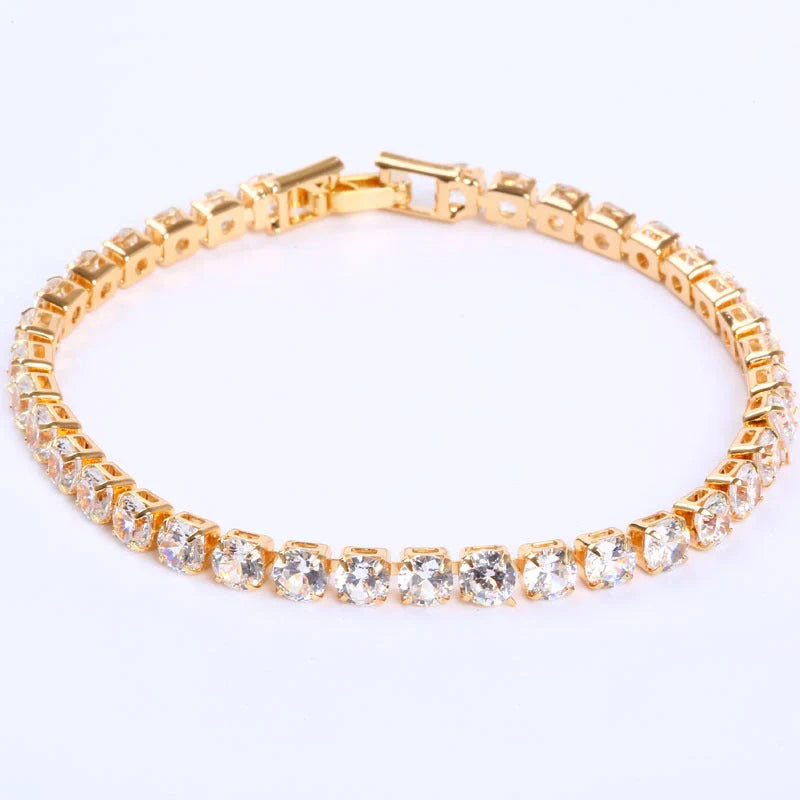 Cubic Zirconia Tennis Bracelet with AAA+ crystals on a copper box chain